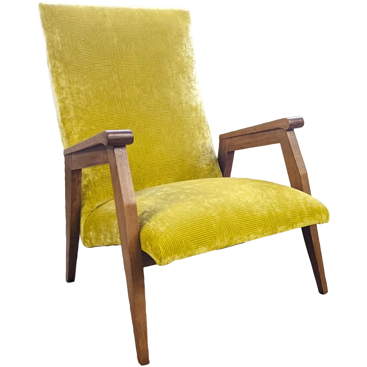 Fauteuil velour jaune